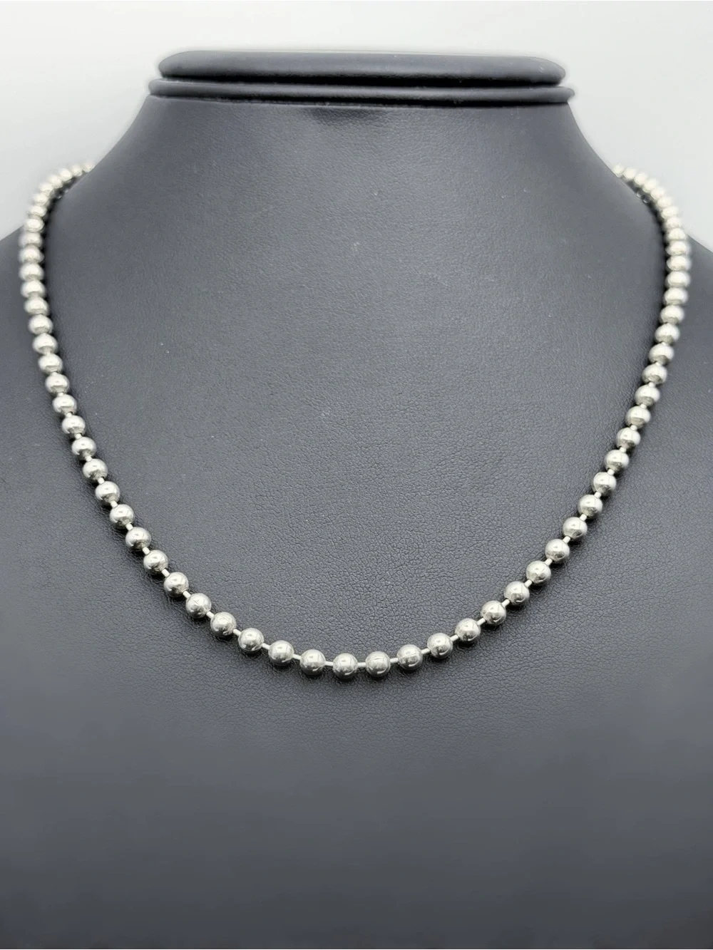 Italy 925 Sterling Silver Ball Link Round Bead Chain Necklace 18.5” 4mm
